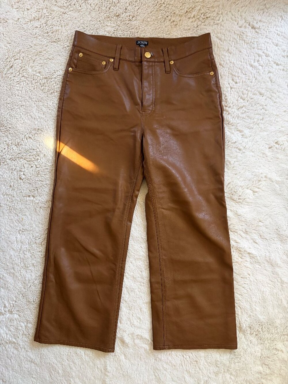 J. Crew Petite Slim Wide Leg Cropped Faux Leather Pants - 27P